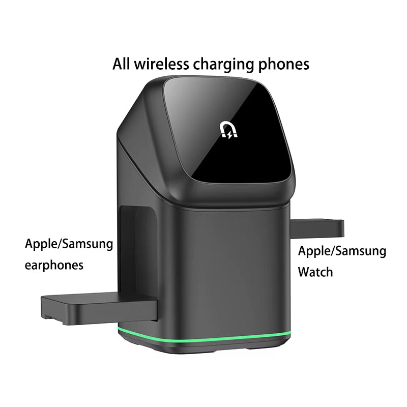 25W 3-in-1 Magnetic Wireless Charger Station - Fast Charging for iPhone 16/15/14/13, Apple Watch & AirPods - Ultimate Portable Convenience!