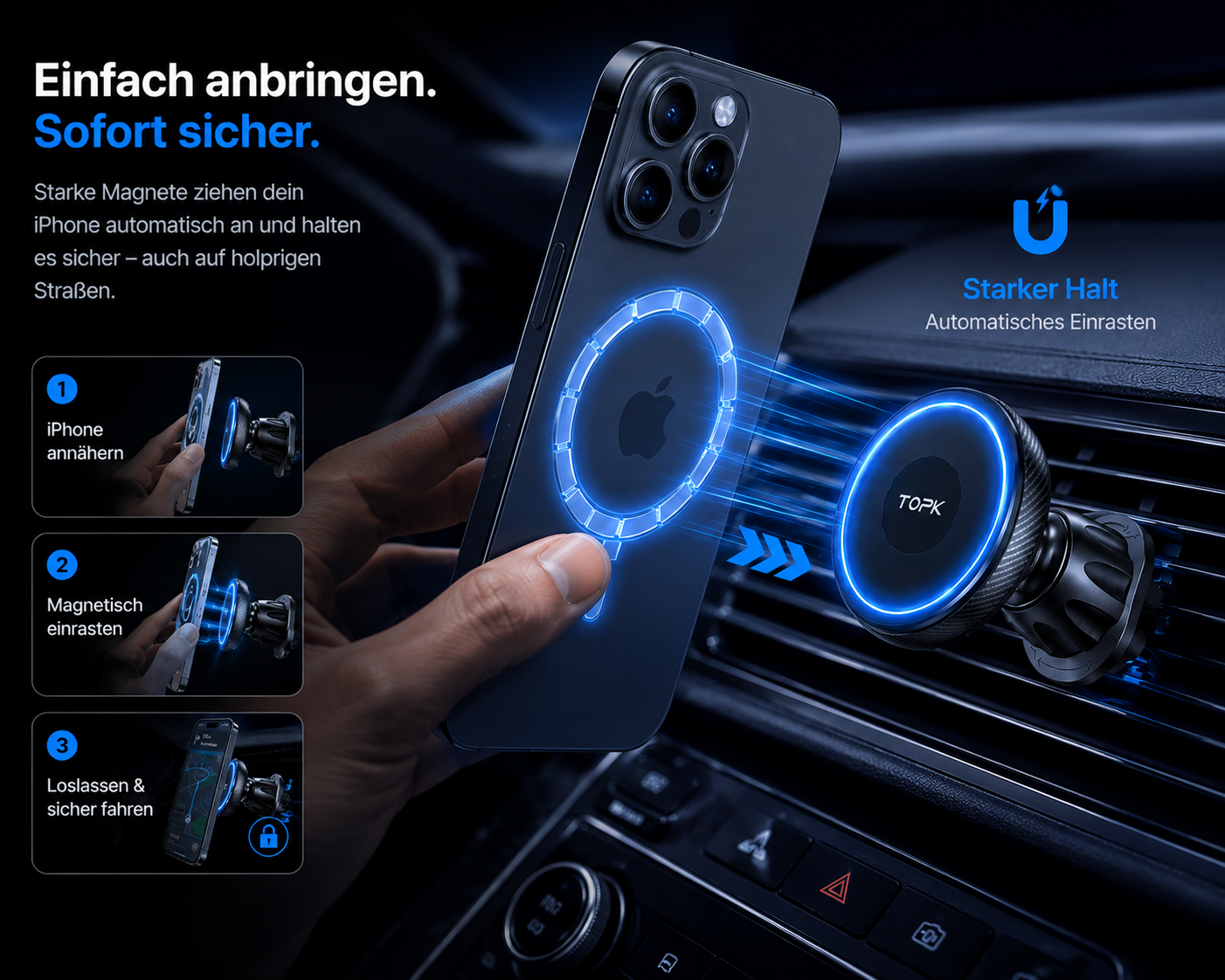 MagGrip Pro™ – Magnetische Auto-Handyhalterung