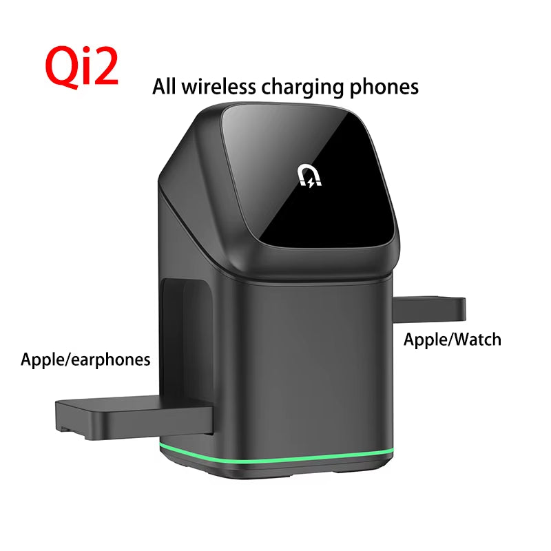 25W 3-in-1 Magnetic Wireless Charger Station - Fast Charging for iPhone 16/15/14/13, Apple Watch & AirPods - Ultimate Portable Convenience!